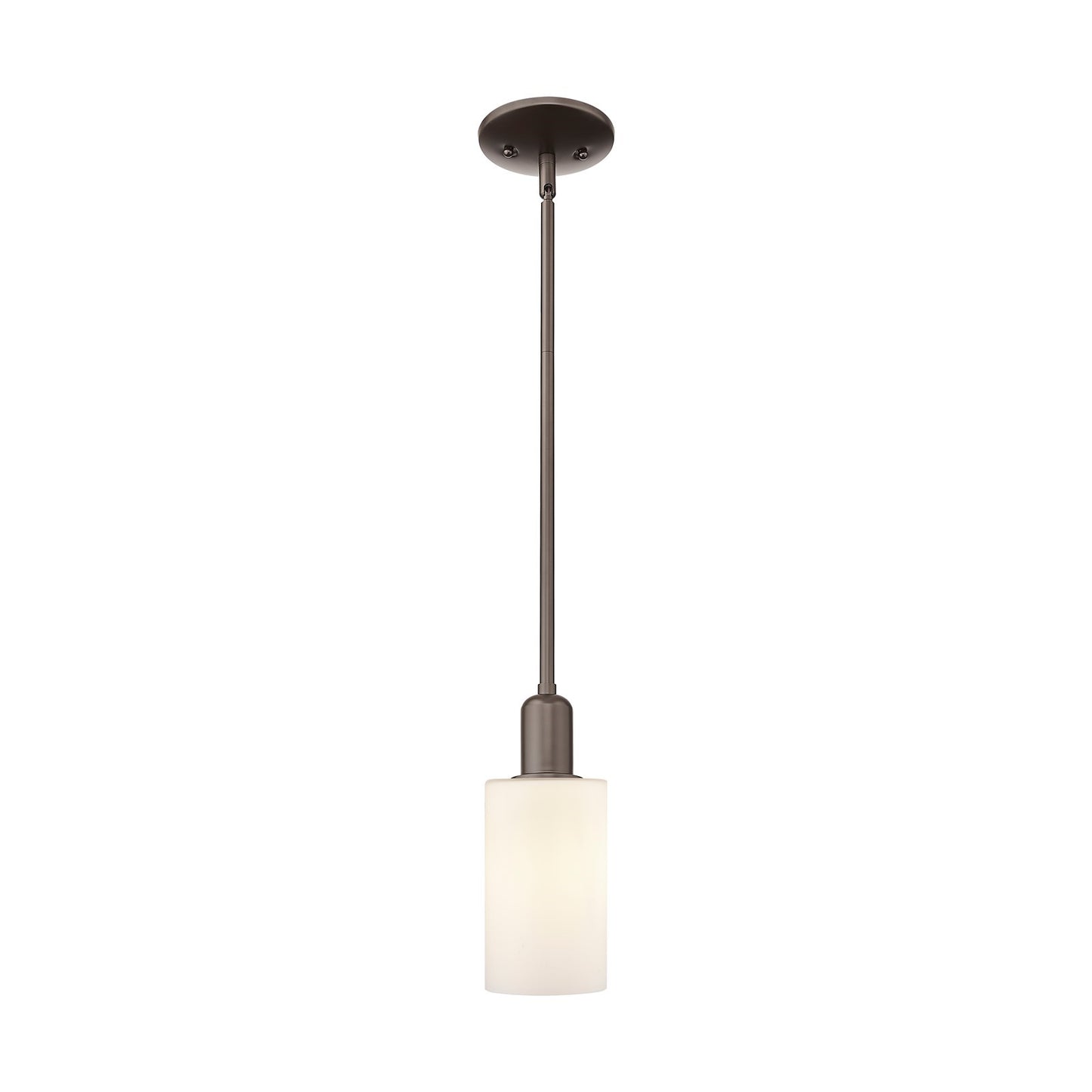 Innovations Clymer 4in 1-Light Mini Pendant | Industrial Oil Rubbed Bronze and Matte White Glass | Kitchen Island & Dining Room | Model 716-1S-OB-G801
