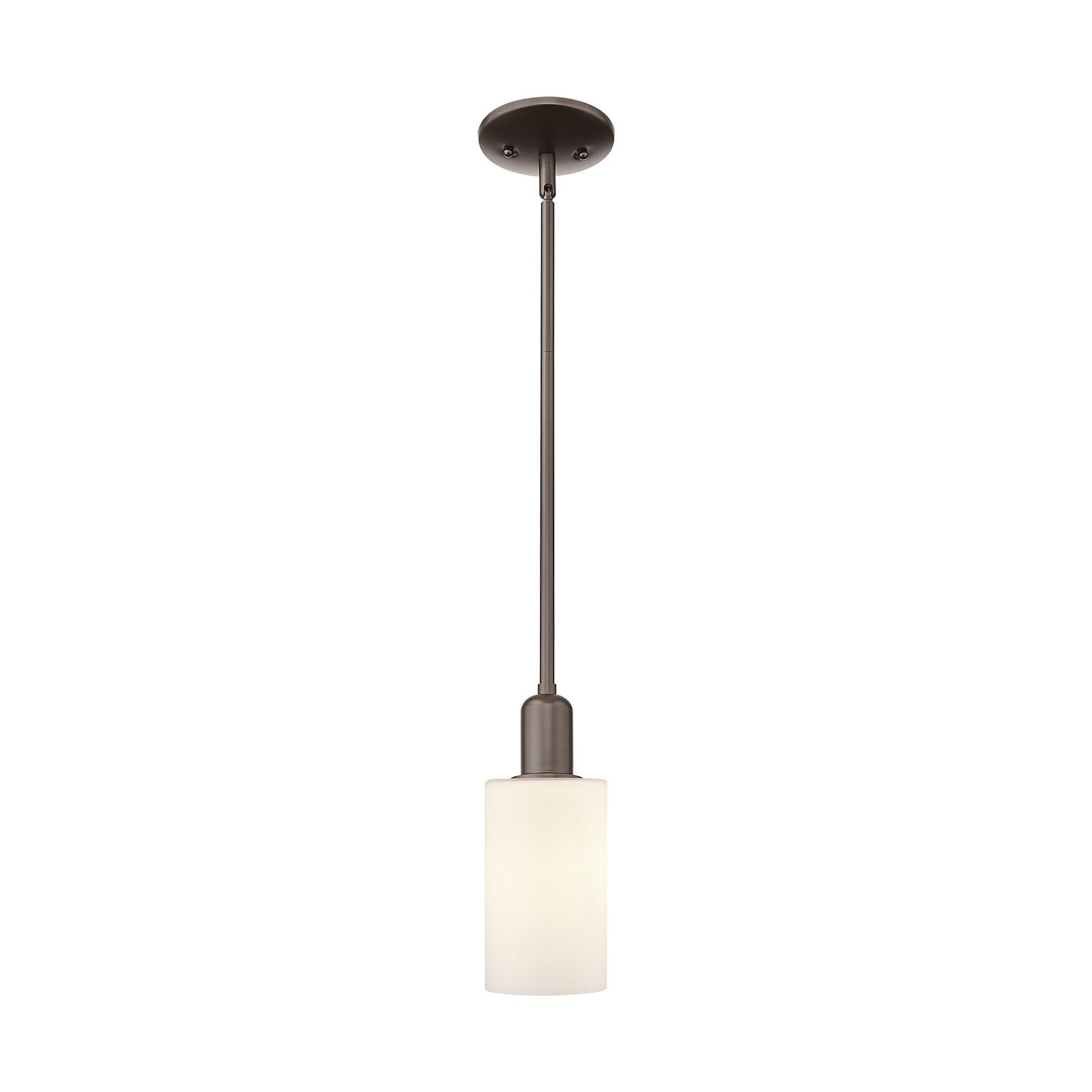 Innovations Clymer 4in 1-Light Mini Pendant | Industrial Oil Rubbed Bronze and Matte White Glass | Kitchen Island & Dining Room | Model 716-1S-OB-G801
