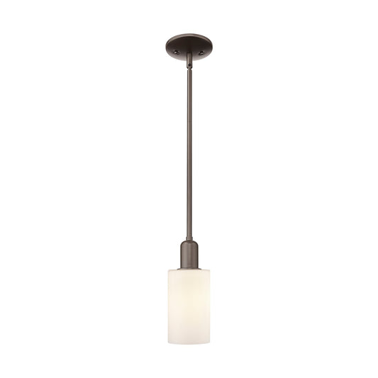 Innovations Clymer 4in 1-Light Mini Pendant | Industrial Oil Rubbed Bronze and Matte White Glass | Kitchen Island & Dining Room | Model 716-1S-OB-G801