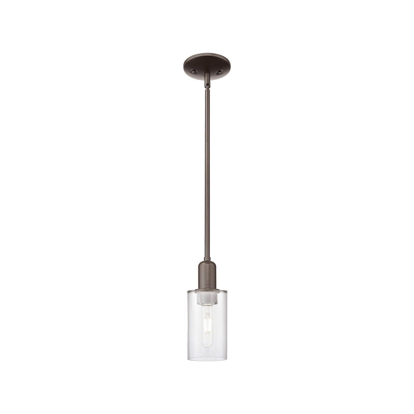 Innovations Clymer 4in 1-Light Mini Pendant | Industrial Oil Rubbed Bronze Steel and Clear Glass | Kitchen Island & Dining Room | Model 716-1S-OB-G802
