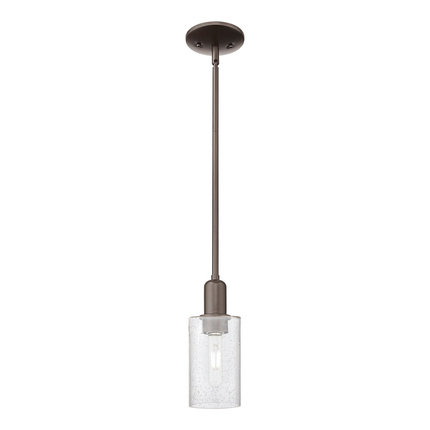 Innovations Clymer 4in 1-Light Mini Pendant | Industrial Oil Rubbed Bronze Steel and Seedy Glass | Kitchen Island & Dining Room | Model 716-1S-OB-G804