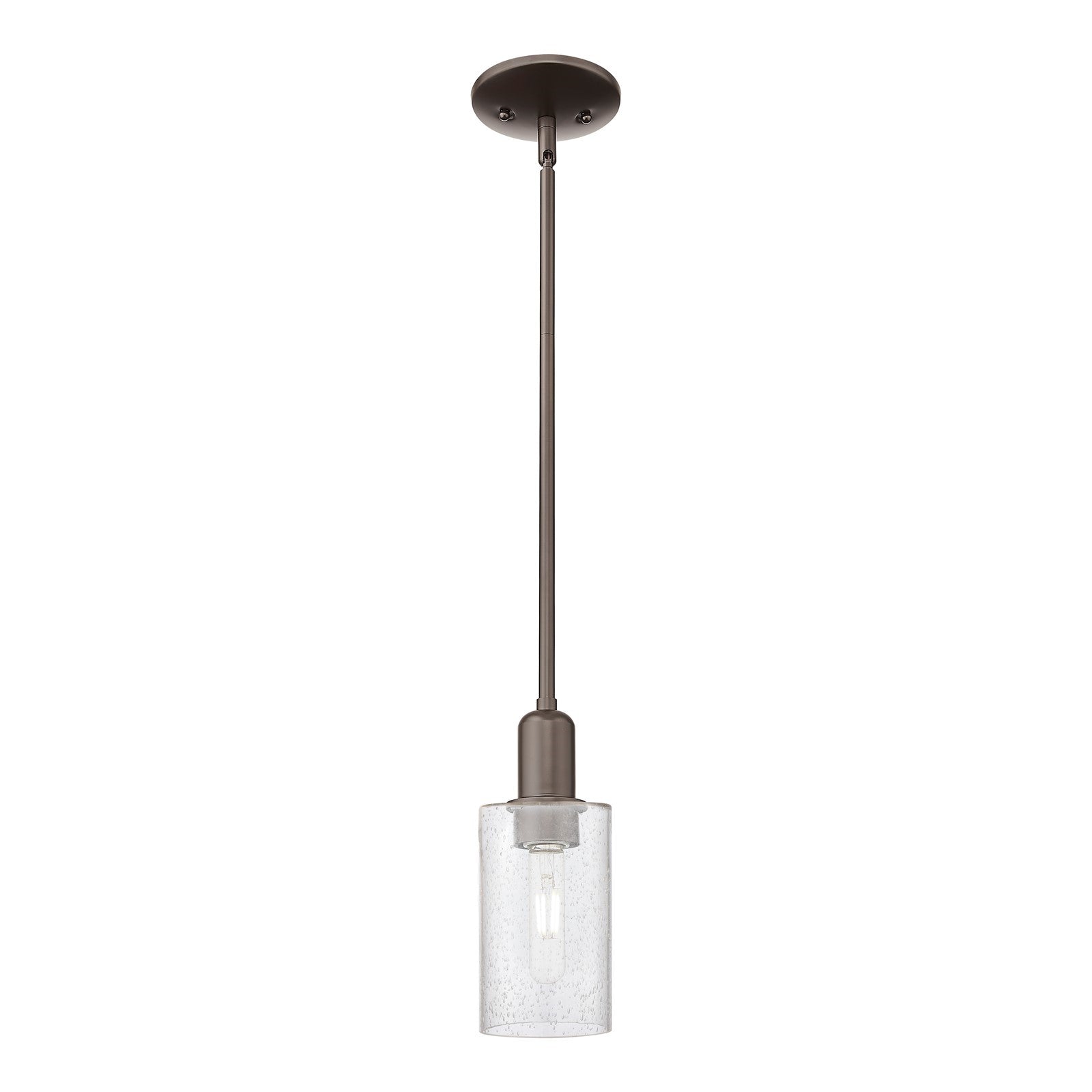 Innovations Clymer 4in 1-Light Mini Pendant | Industrial Oil Rubbed Bronze Steel and Seedy Glass | Kitchen Island & Dining Room | Model 716-1S-OB-G804