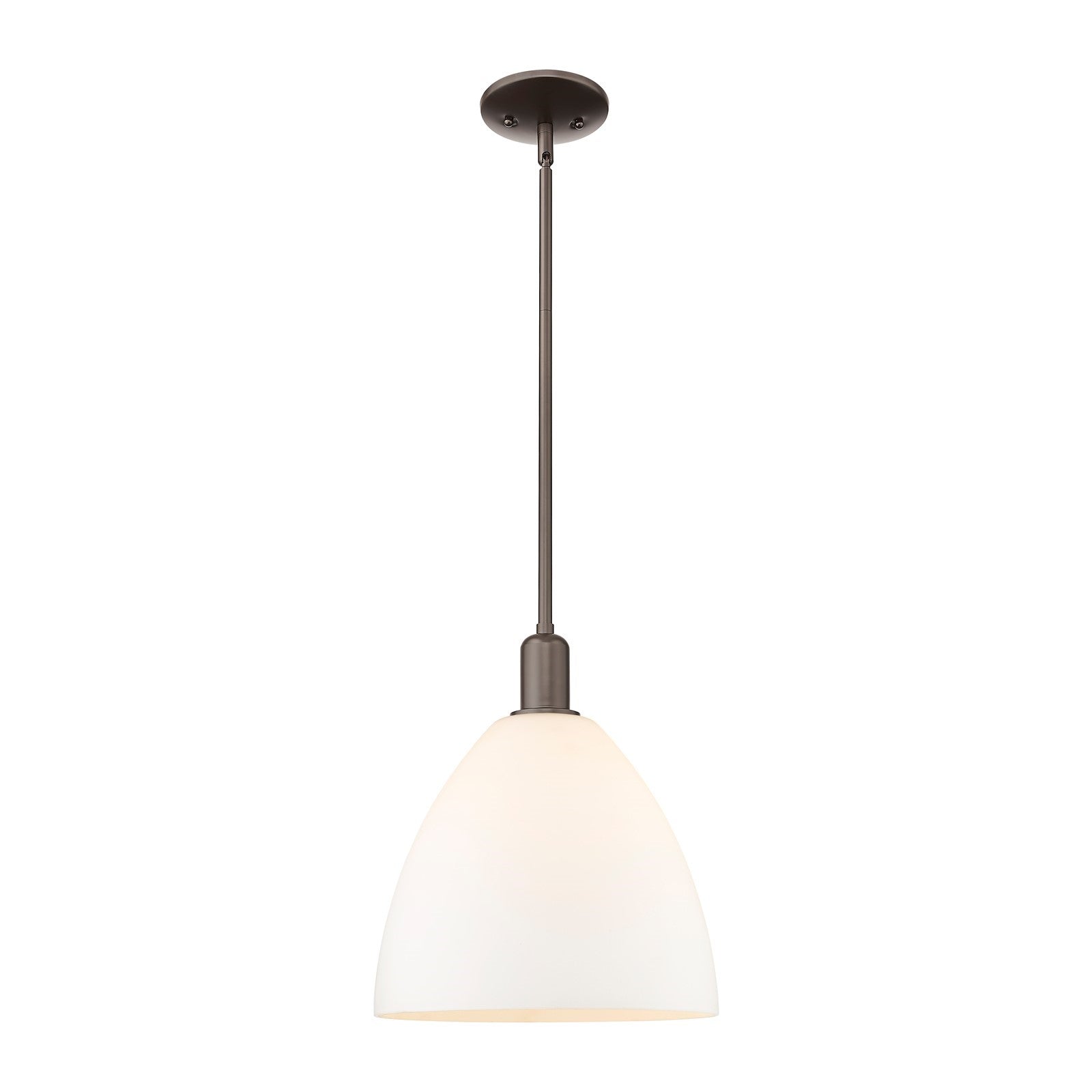 Innovations Berkshire Glass 12in 1-Light Mini Pendant | Industrial Oil Rubbed Bronze and Matte White Glass | Kitchen Island & | Model 716-1S-OB-GBC-121