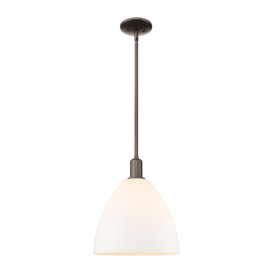 Innovations Berkshire Glass 12in 1-Light Mini Pendant | Industrial Oil Rubbed Bronze and Matte White Glass | Kitchen Island & | Model 716-1S-OB-GBC-121