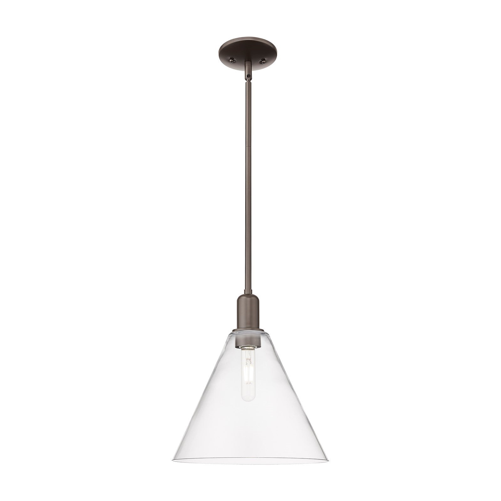 Innovations Berkshire Glass 12in 1-Light Mini Pendant | Industrial Oil Rubbed Bronze and Clear Glass | Kitchen Island & Dining | Model 716-1S-OB-GBC-122