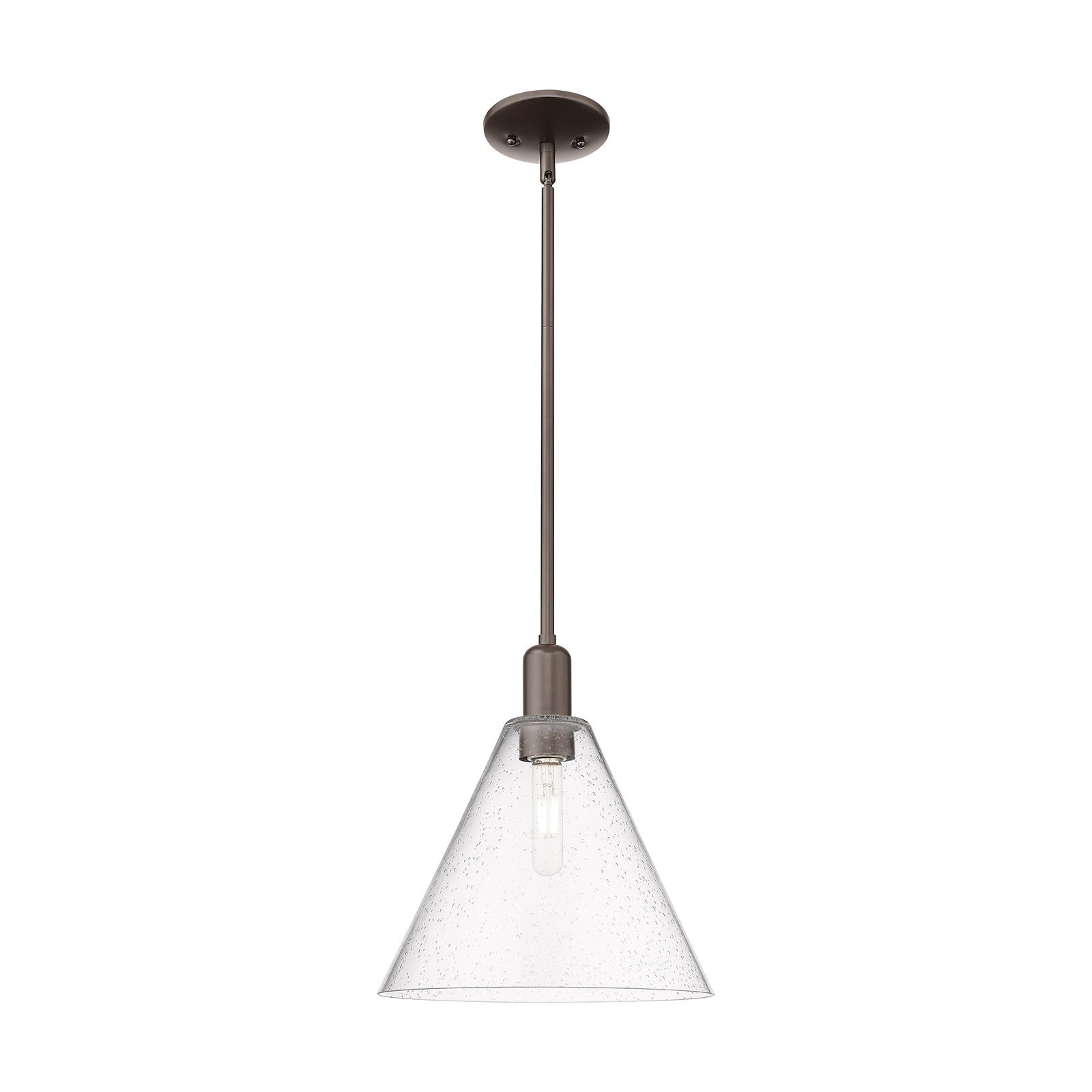 Innovations Berkshire Glass 12in 1-Light Mini Pendant | Industrial Oil Rubbed Bronze Steel and Seedy Glass | Kitchen Island & | Model 716-1S-OB-GBC-124