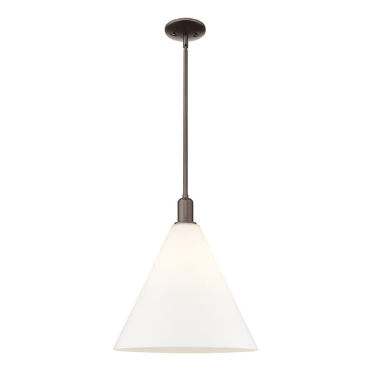 Innovations Berkshire Glass 16in 1-Light Mini Pendant | Industrial Oil Rubbed Bronze and Matte White Glass | Kitchen Island & | Model 716-1S-OB-GBC-161