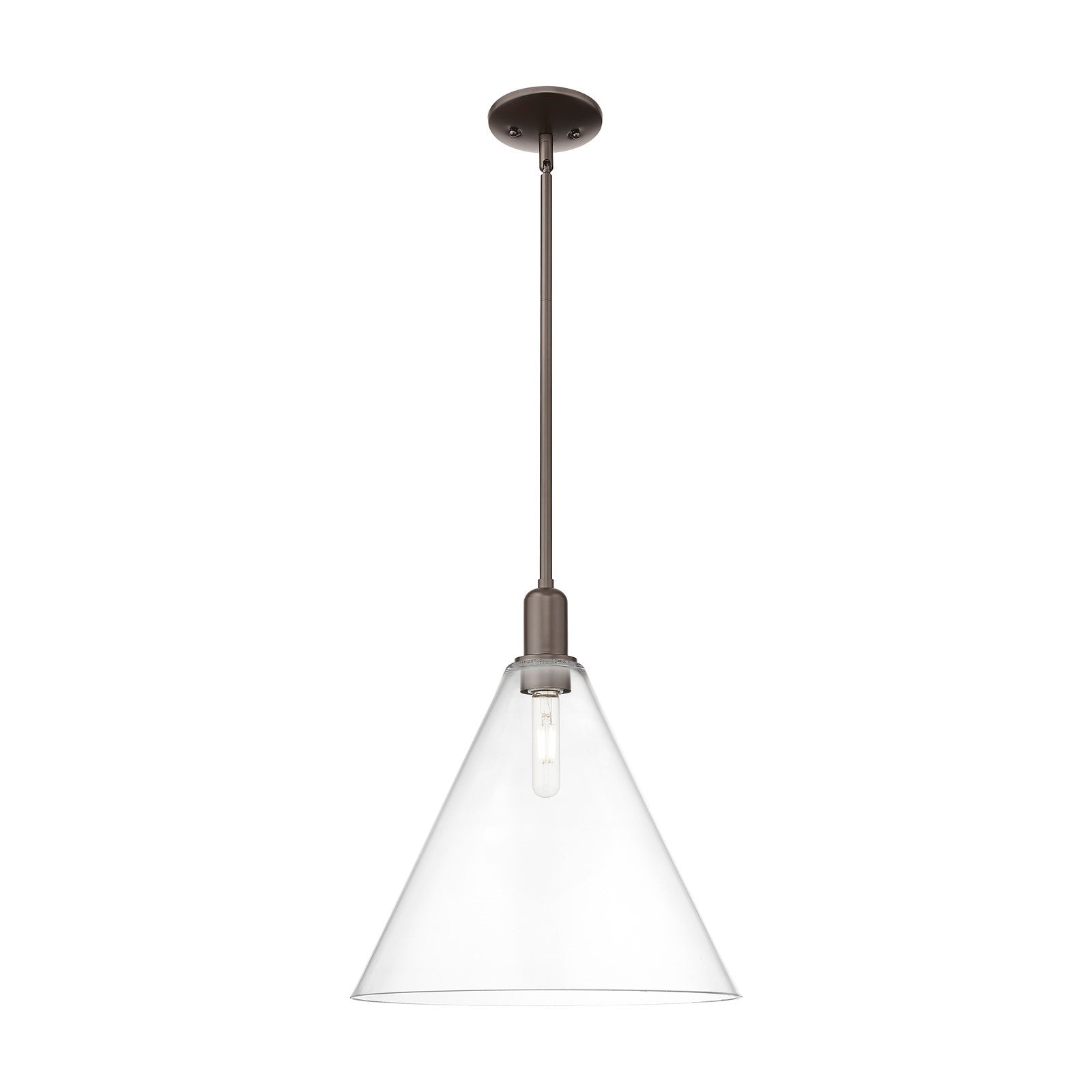 Innovations Berkshire Glass 16in 1-Light Mini Pendant | Industrial Oil Rubbed Bronze and Clear Cone Glass | Kitchen Island & | Model 716-1S-OB-GBC-162