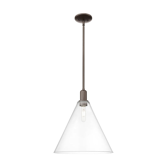 Innovations Berkshire Glass 16in 1-Light Mini Pendant | Industrial Oil Rubbed Bronze and Clear Cone Glass | Kitchen Island & | Model 716-1S-OB-GBC-162