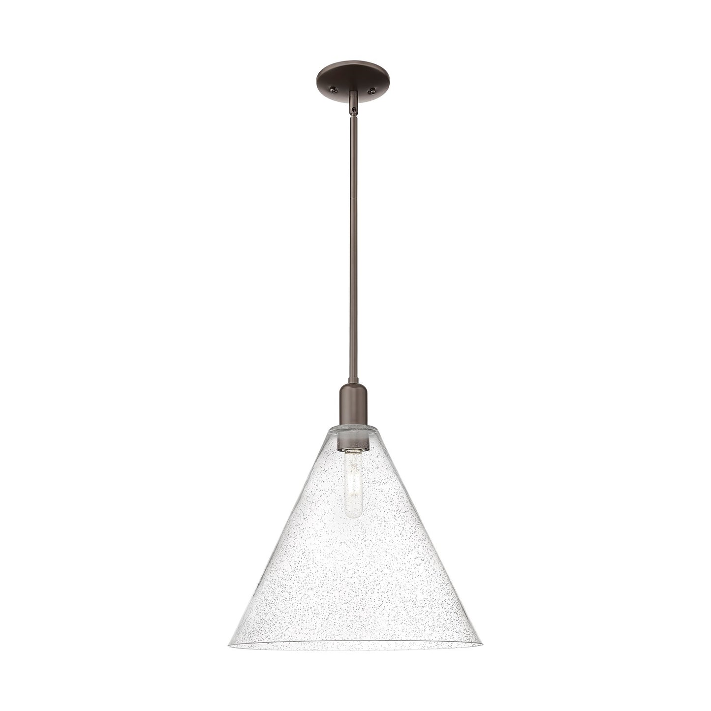 Innovations Berkshire Glass 16in 1-Light Mini Pendant | Industrial Oil Rubbed Bronze and Seedy Glass | Kitchen Island & Dining | Model 716-1S-OB-GBC-164