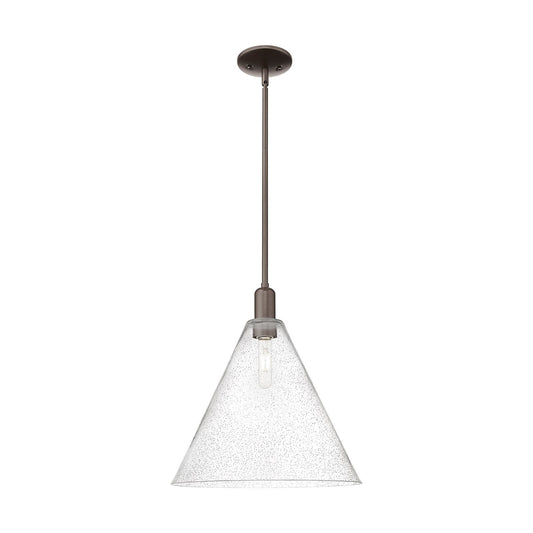 Innovations Berkshire Glass 16in 1-Light Mini Pendant | Industrial Oil Rubbed Bronze and Seedy Glass | Kitchen Island & Dining | Model 716-1S-OB-GBC-164