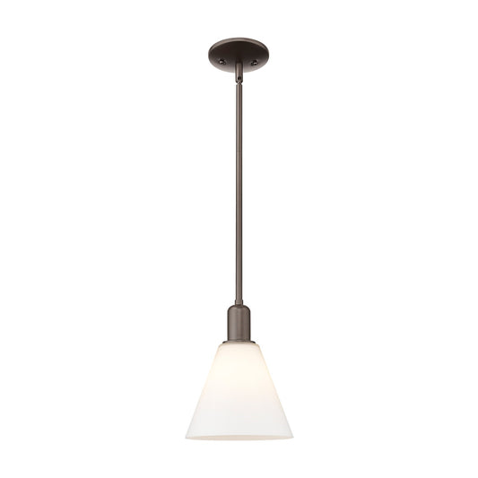 Innovations Berkshire Glass 8in 1-Light Mini Pendant | Industrial Oil Rubbed Bronze and Matte White Glass | Kitchen Island & | Model 716-1S-OB-GBC-81