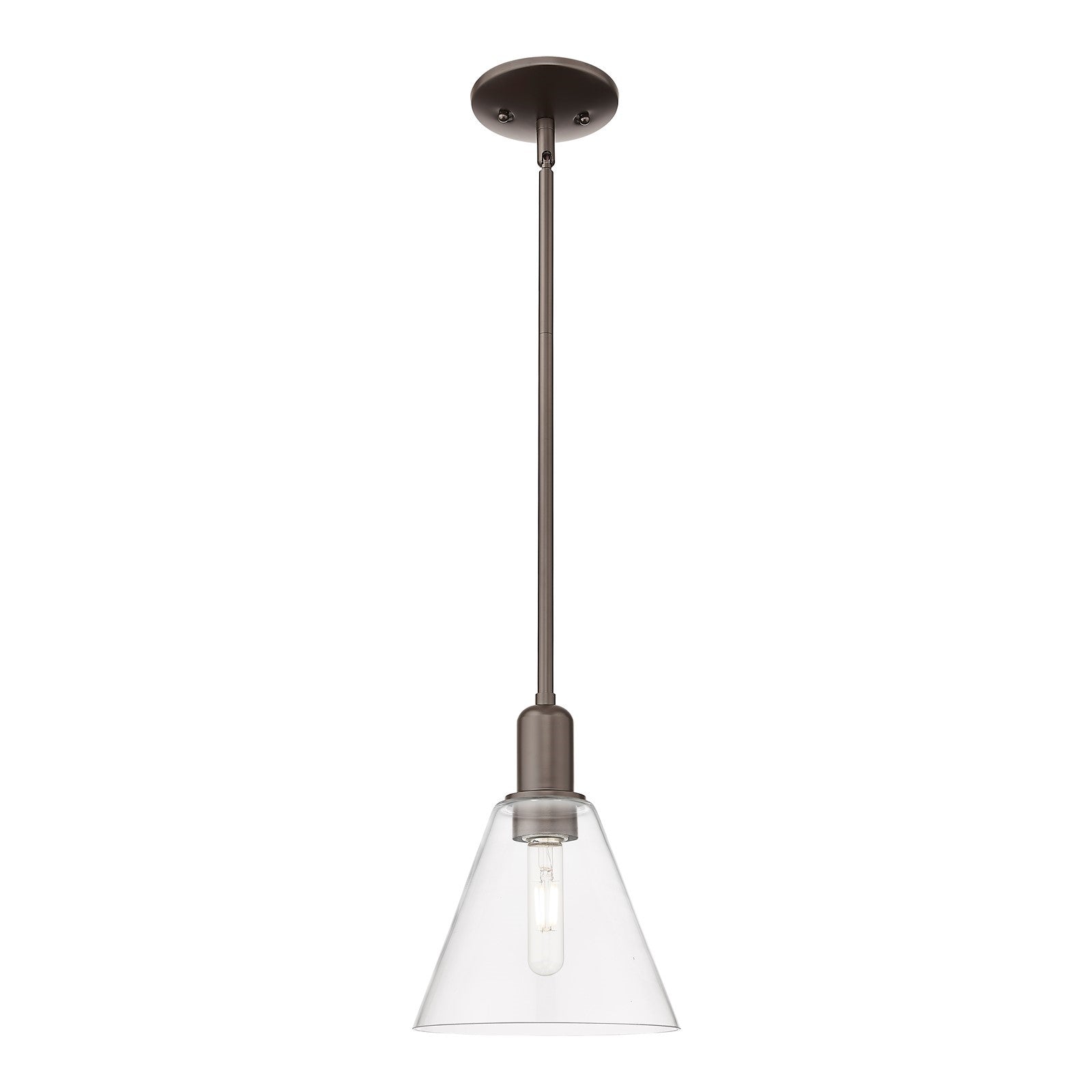 Innovations Berkshire Glass 8in 1-Light Mini Pendant | Industrial Oil Rubbed Bronze Steel and Clear Glass | Kitchen Island & | Model 716-1S-OB-GBC-82