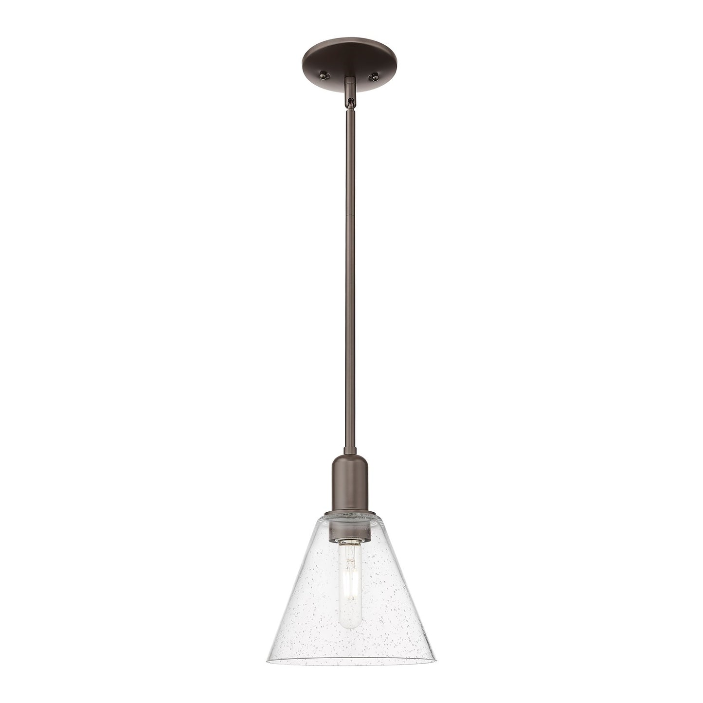 Innovations Berkshire Glass 8in 1-Light Mini Pendant | Industrial Oil Rubbed Bronze Steel and Seedy Glass | Kitchen Island & | Model 716-1S-OB-GBC-84