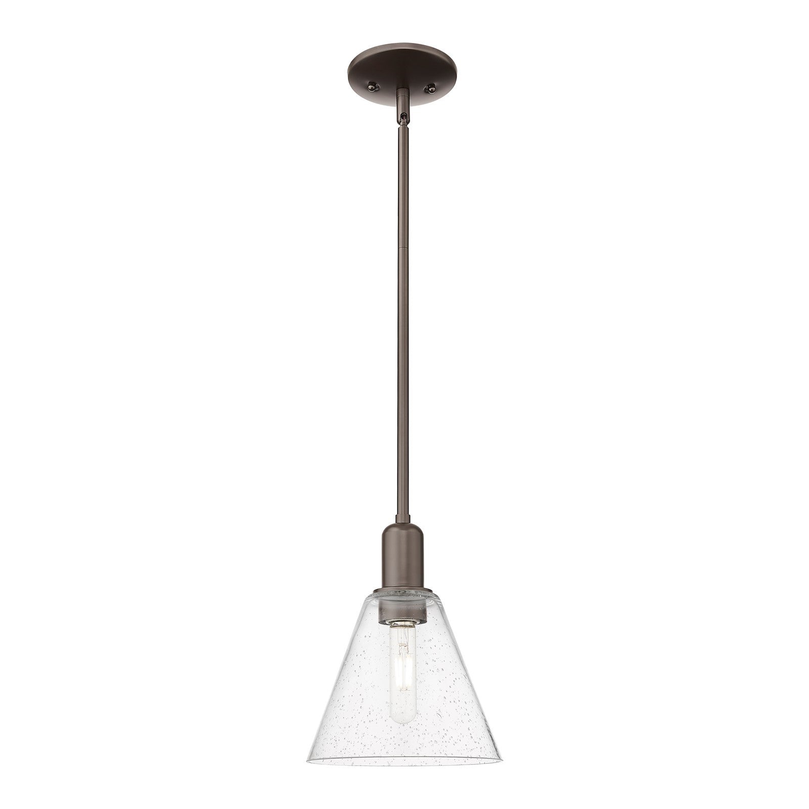 Innovations Berkshire Glass 8in 1-Light Mini Pendant | Industrial Oil Rubbed Bronze Steel and Seedy Glass | Kitchen Island & | Model 716-1S-OB-GBC-84