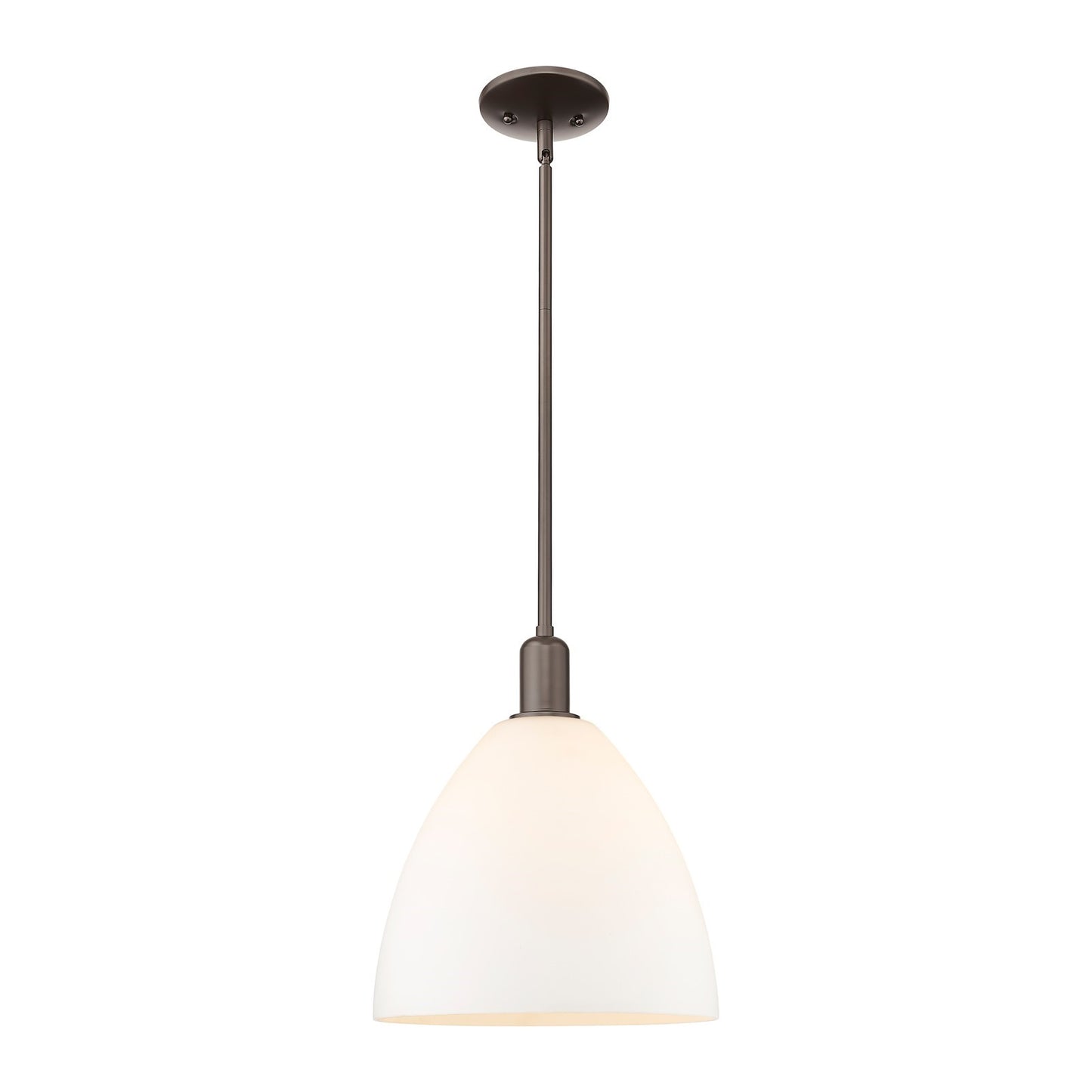 Innovations Bristol 12in 1-Light Mini Pendant | Industrial Oil Rubbed Bronze Steel and Matte White Glass | Kitchen Island & | Model 716-1S-OB-GBD-121
