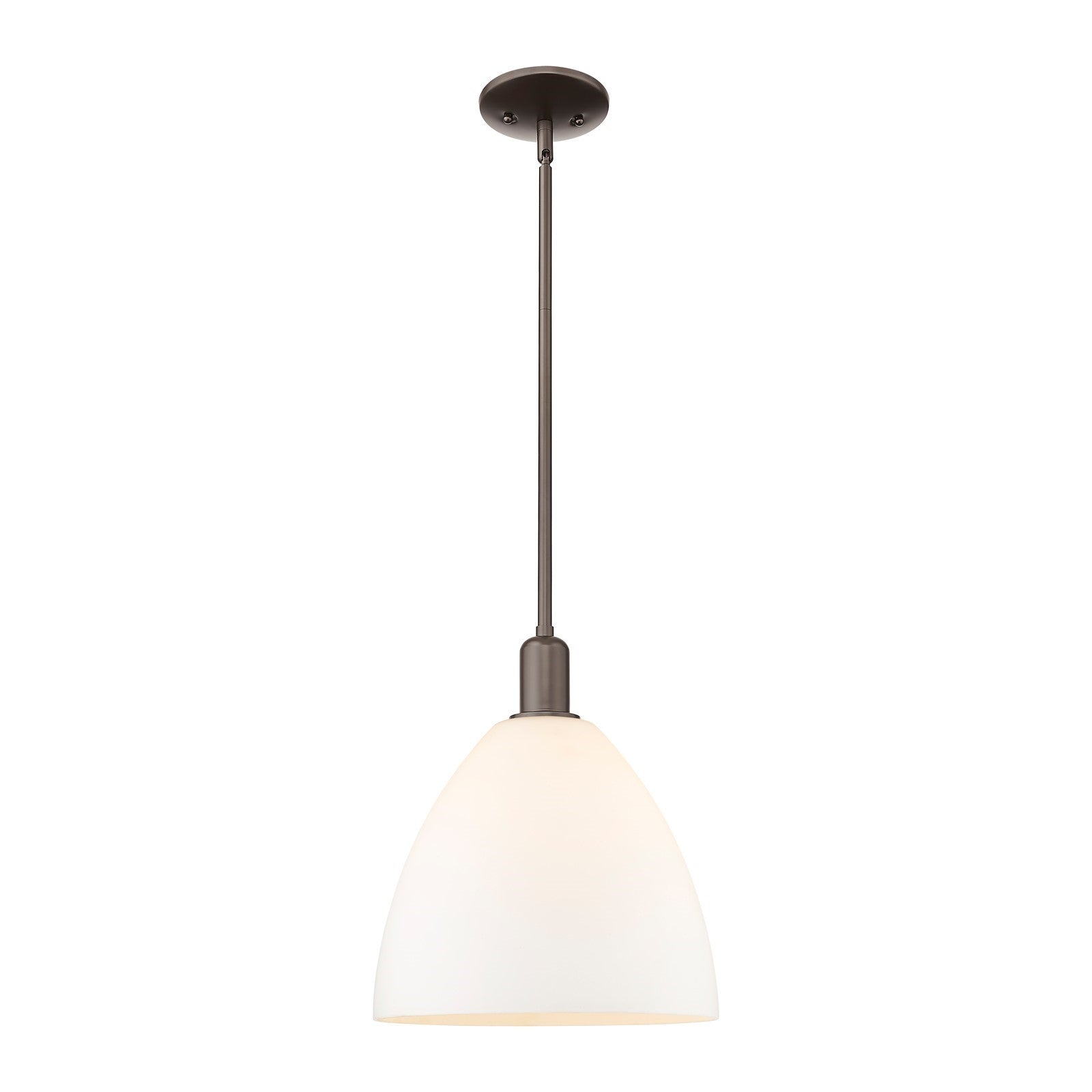 Innovations Bristol 12in 1-Light Mini Pendant | Industrial Oil Rubbed Bronze Steel and Matte White Glass | Kitchen Island & | Model 716-1S-OB-GBD-121