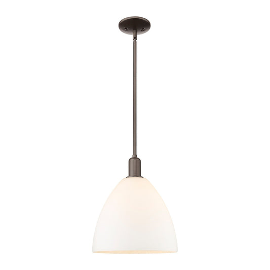 Innovations Bristol 12in 1-Light Mini Pendant | Industrial Oil Rubbed Bronze Steel and Matte White Glass | Kitchen Island & | Model 716-1S-OB-GBD-121