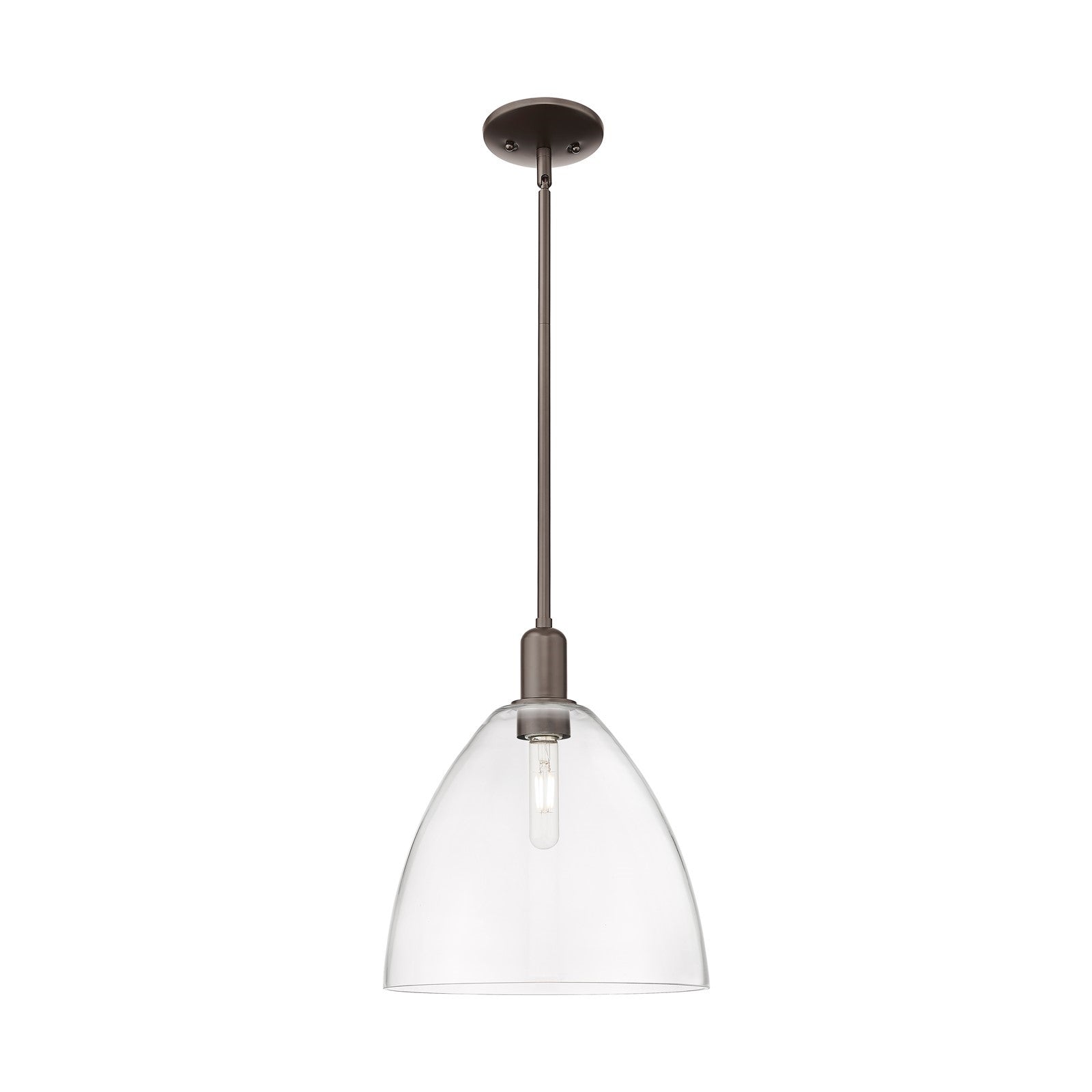 Innovations Bristol 12in 1-Light Mini Pendant | Industrial Oil Rubbed Bronze Steel and Clear Glass | Kitchen Island & Dining | Model 716-1S-OB-GBD-122