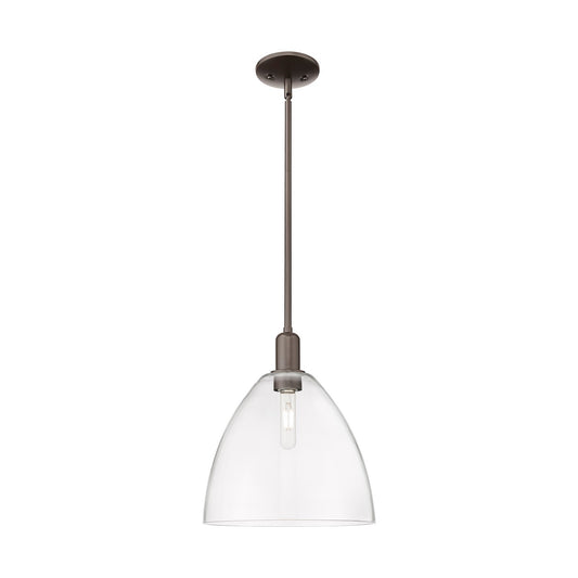 Innovations Bristol 12in 1-Light Mini Pendant | Industrial Oil Rubbed Bronze Steel and Clear Glass | Kitchen Island & Dining | Model 716-1S-OB-GBD-122