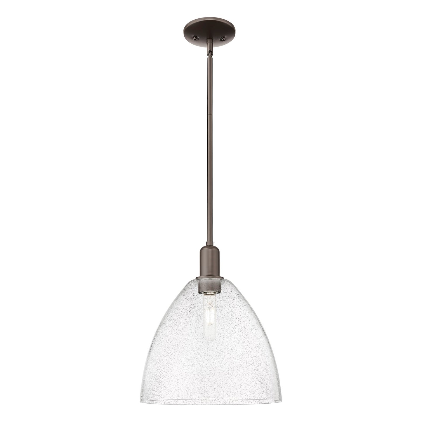 Innovations Bristol 12in 1-Light Mini Pendant | Industrial Oil Rubbed Bronze Steel and Seedy Glass | Kitchen Island & Dining | Model 716-1S-OB-GBD-124