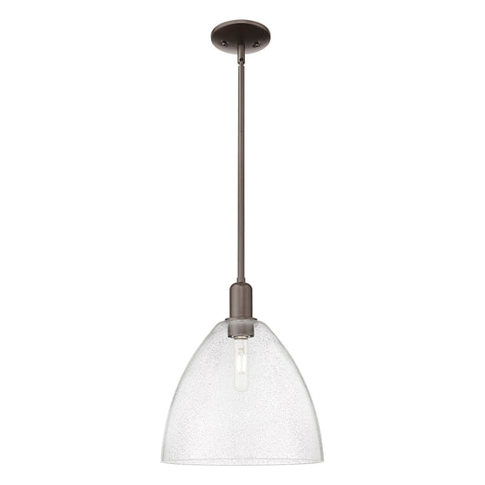 Innovations Bristol 12in 1-Light Mini Pendant | Industrial Oil Rubbed Bronze Steel and Seedy Glass | Kitchen Island & Dining | Model 716-1S-OB-GBD-124