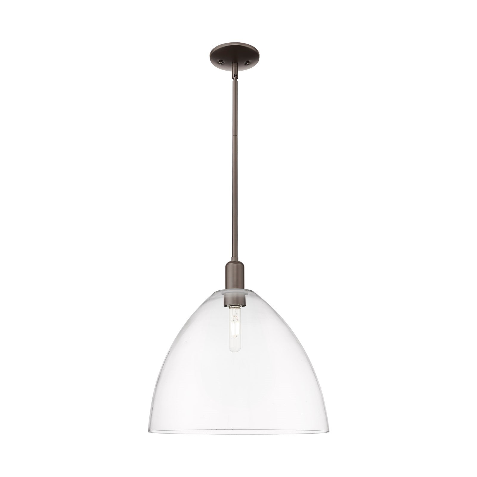 Innovations Bristol 16in 1-Light Mini Pendant | Industrial Oil Rubbed Bronze Steel and Clear Glass | Kitchen Island & Dining | Model 716-1S-OB-GBD-162