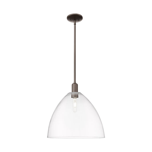 Innovations Bristol 16in 1-Light Mini Pendant | Industrial Oil Rubbed Bronze Steel and Clear Glass | Kitchen Island & Dining | Model 716-1S-OB-GBD-162