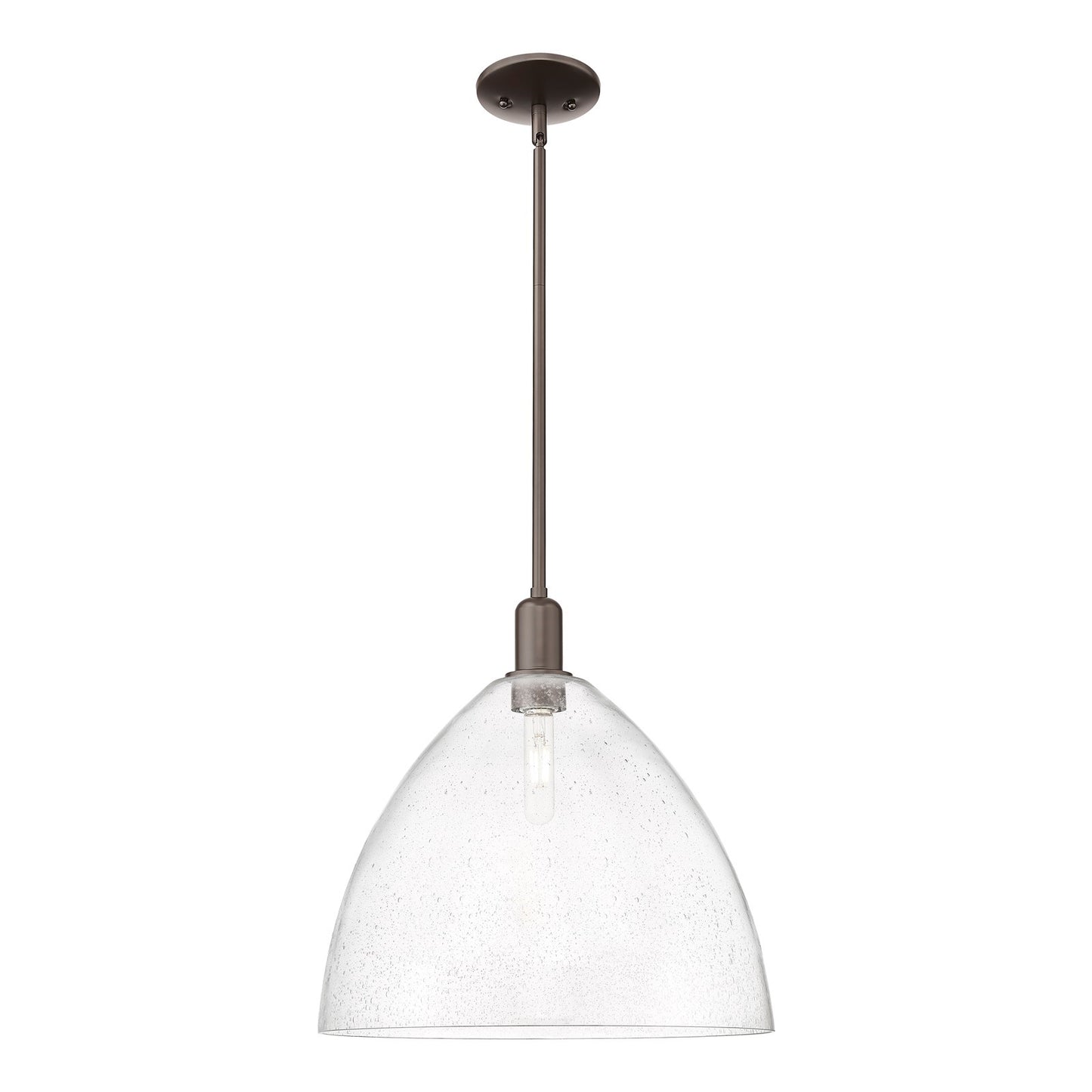 Innovations Bristol 16in 1-Light Mini Pendant | Industrial Oil Rubbed Bronze Steel and Seedy Glass | Kitchen Island & Dining | Model 716-1S-OB-GBD-164