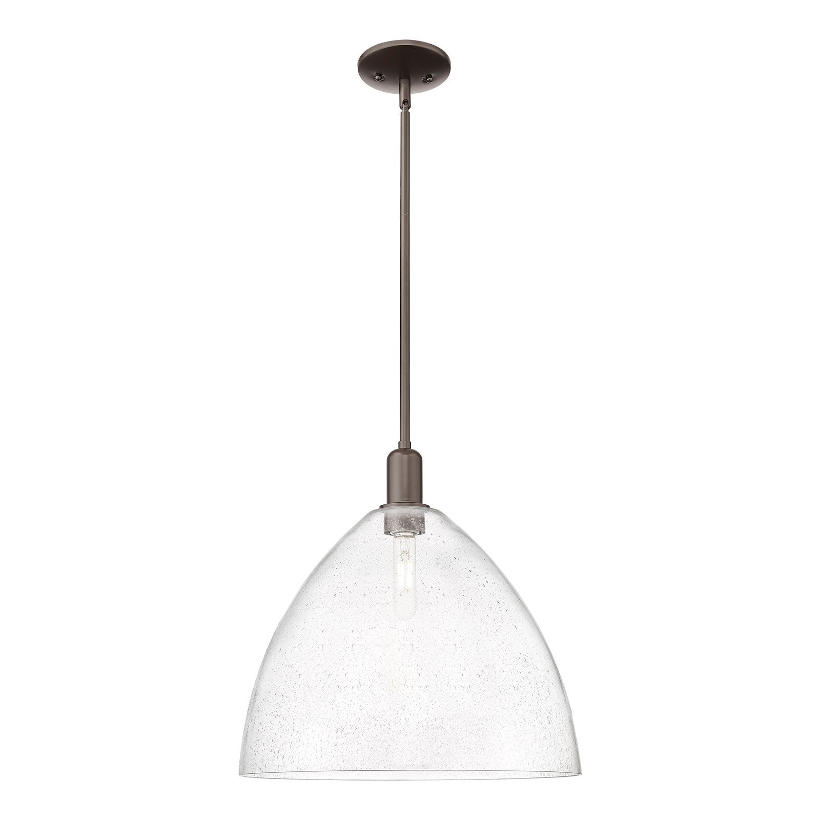 Innovations Bristol 16in 1-Light Mini Pendant | Industrial Oil Rubbed Bronze Steel and Seedy Glass | Kitchen Island & Dining | Model 716-1S-OB-GBD-164