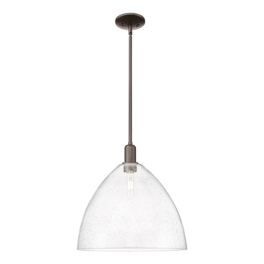 Innovations Bristol 16in 1-Light Mini Pendant | Industrial Oil Rubbed Bronze Steel and Seedy Glass | Kitchen Island & Dining | Model 716-1S-OB-GBD-164