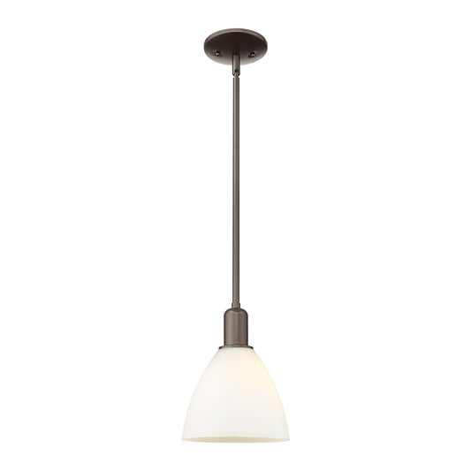Innovations Bristol 8in 1-Light Mini Pendant | Industrial Oil Rubbed Bronze and Matte White Glass | Kitchen Island & Dining Room | Model 716-1S-OB-GBD-751