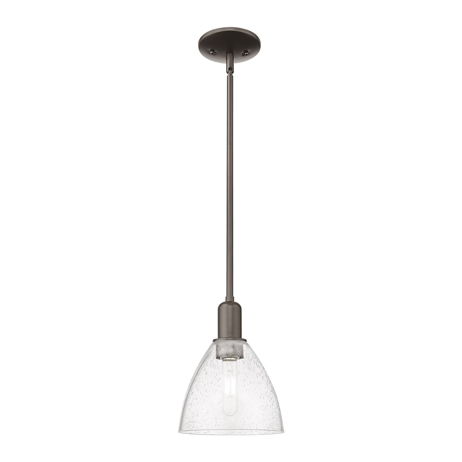 Innovations Bristol 7.5in 1-Light Mini Pendant | Industrial Oil Rubbed Bronze Steel and Seedy Glass | Kitchen Island & Dining | Model 716-1S-OB-GBD-754