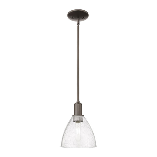 Innovations Bristol 7.5in 1-Light Mini Pendant | Industrial Oil Rubbed Bronze Steel and Seedy Glass | Kitchen Island & Dining | Model 716-1S-OB-GBD-754