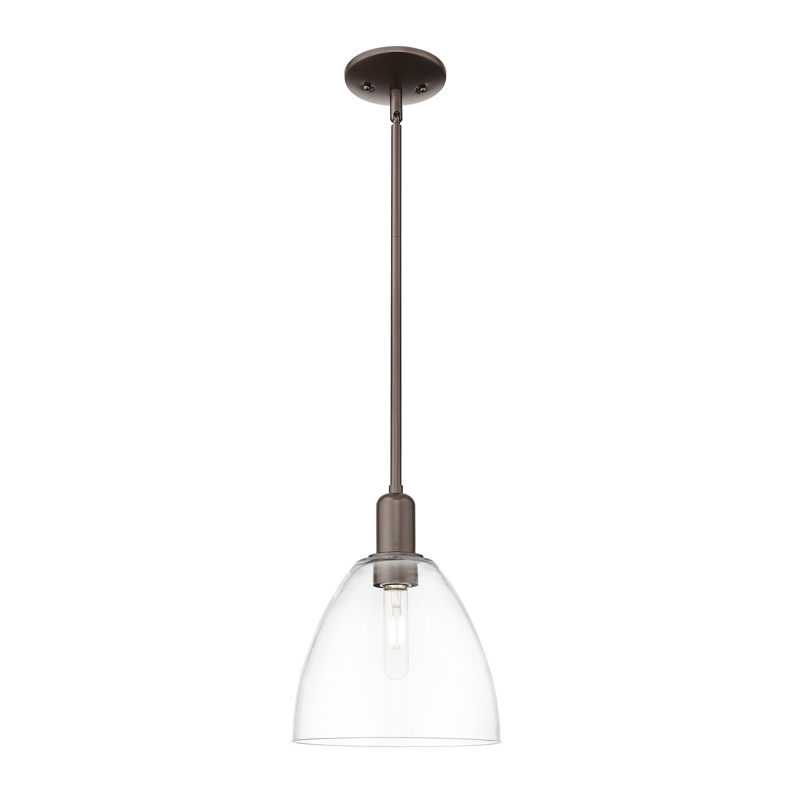 Innovations Bristol 9in 1-Light Mini Pendant | Industrial Oil Rubbed Bronze Steel and Clear Glass | Kitchen Island & Dining Room | Model 716-1S-OB-GBD-92