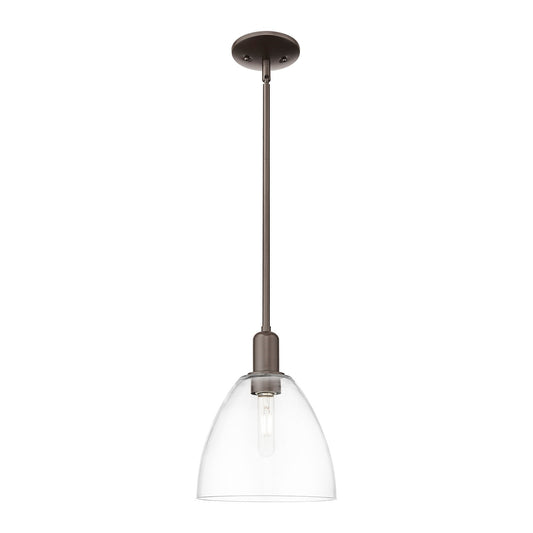 Innovations Bristol 9in 1-Light Mini Pendant | Industrial Oil Rubbed Bronze Steel and Clear Glass | Kitchen Island & Dining Room | Model 716-1S-OB-GBD-92