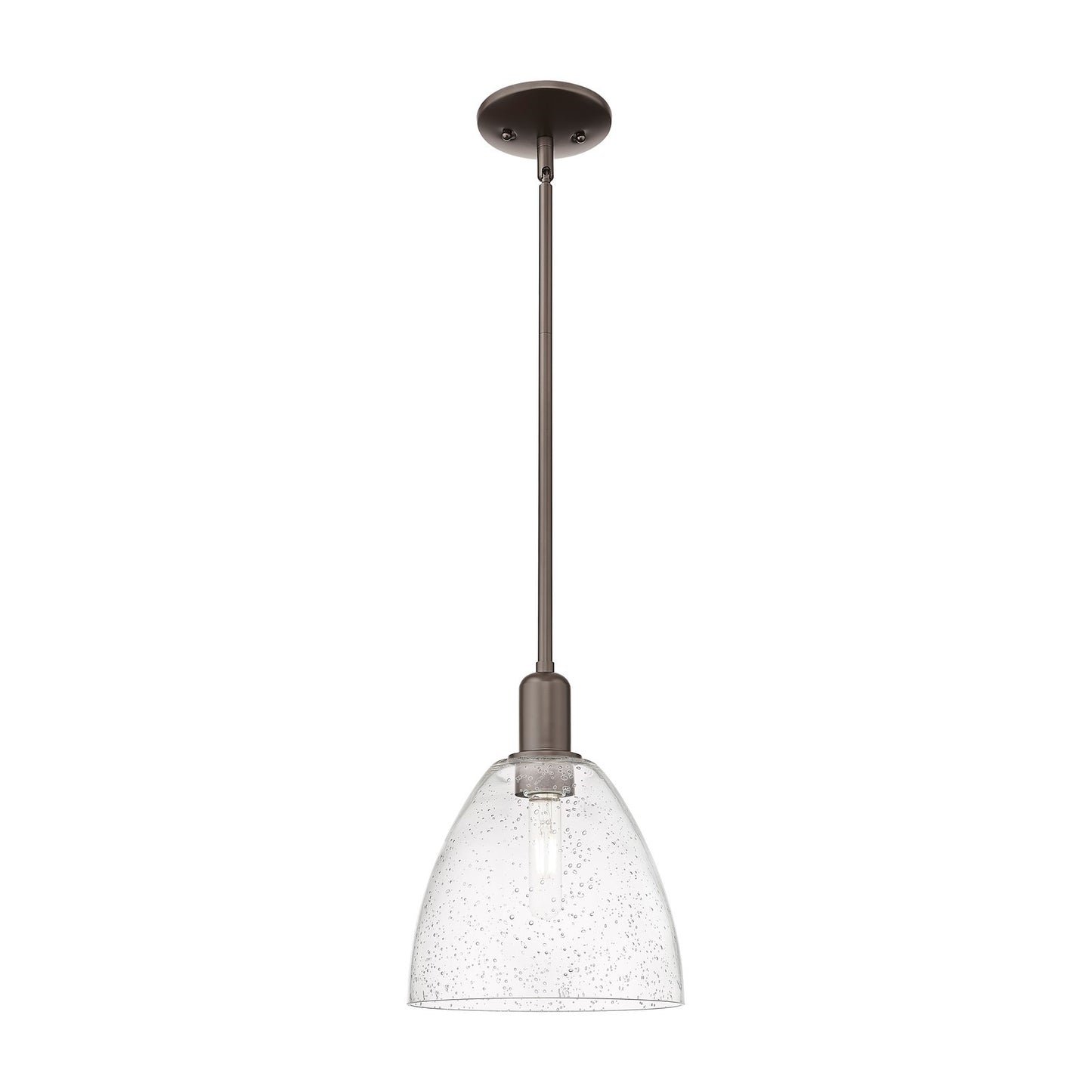 Innovations Bristol 9in 1-Light Mini Pendant | Industrial Oil Rubbed Bronze Steel and Seedy Glass | Kitchen Island & Dining Room | Model 716-1S-OB-GBD-94