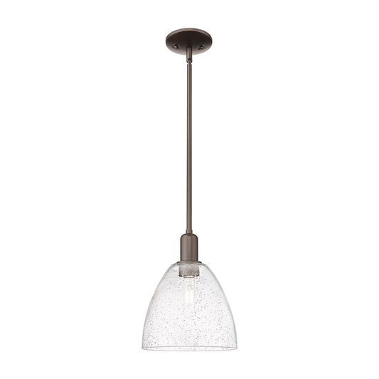 Innovations Bristol 9in 1-Light Mini Pendant | Industrial Oil Rubbed Bronze Steel and Seedy Glass | Kitchen Island & Dining Room | Model 716-1S-OB-GBD-94