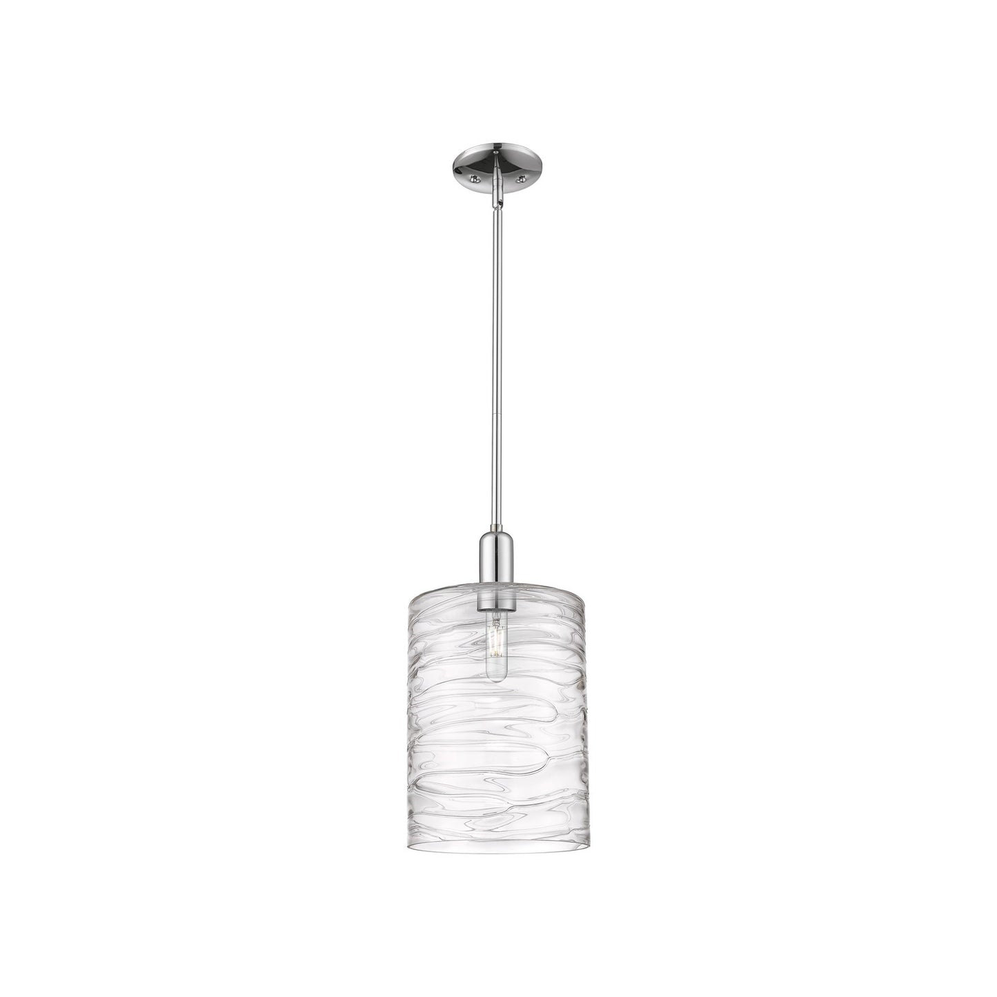 Innovations Cobbleskill 9in 1-Light Mini Pendant | Industrial Modern Polished Chrome and Deco Swirl Glass | Kitchen Island & | Model 716-1S-PC-G1113-L