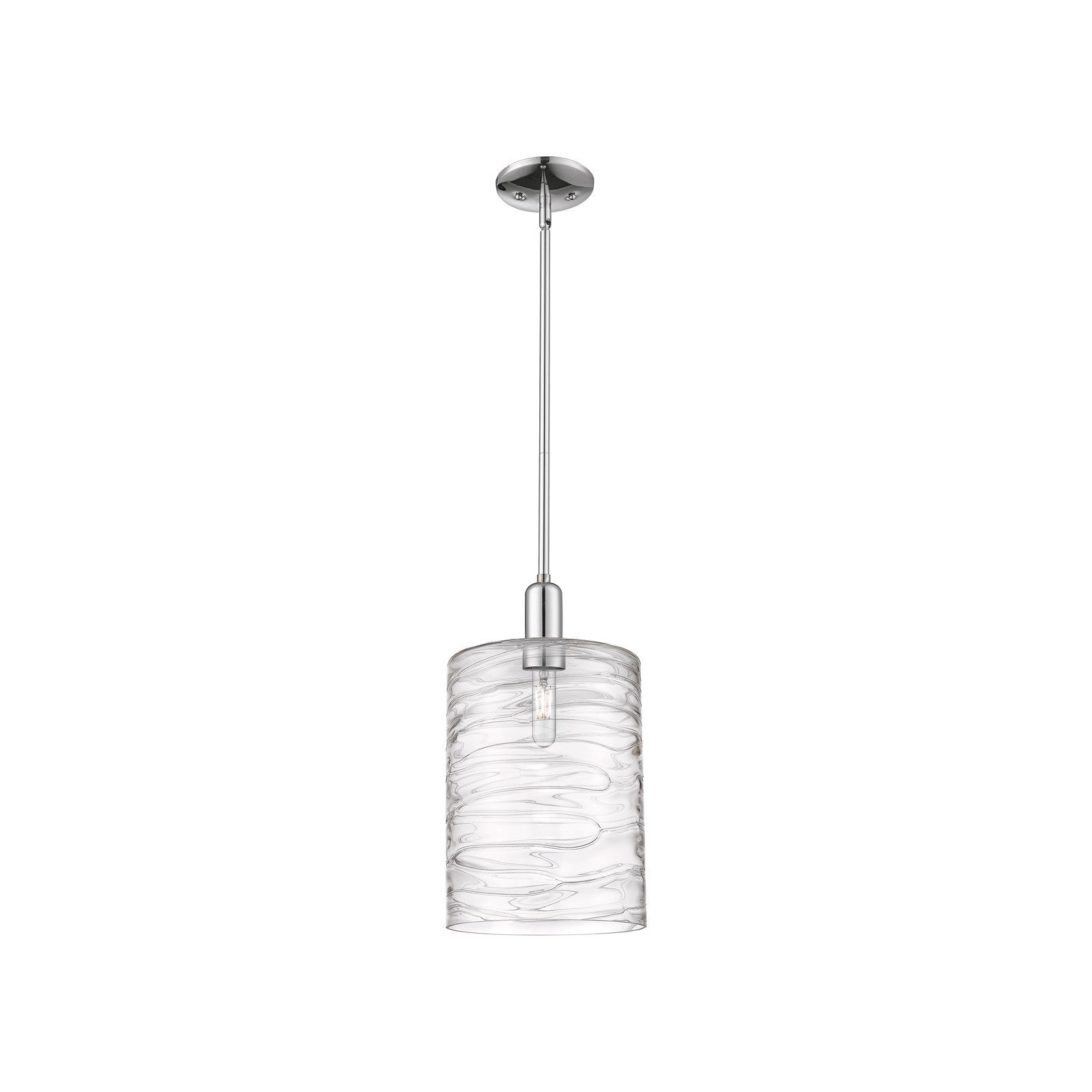 Innovations Cobbleskill 9in 1-Light Mini Pendant | Industrial Modern Polished Chrome and Deco Swirl Glass | Kitchen Island & | Model 716-1S-PC-G1113-L