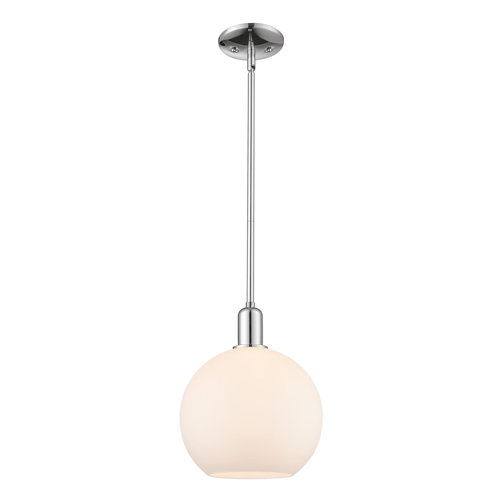 Innovations Athens 10in 1-Light Mini Pendant | Industrial Polished Chrome Steel and Matte White Glass | Kitchen Island & Dining | Model 716-1S-PC-G121-10
