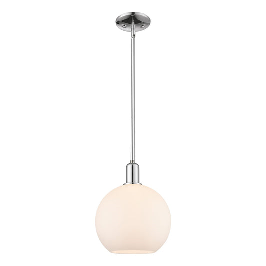Innovations Athens 10in 1-Light Mini Pendant | Industrial Polished Chrome Steel and Matte White Glass | Kitchen Island & Dining | Model 716-1S-PC-G121-10