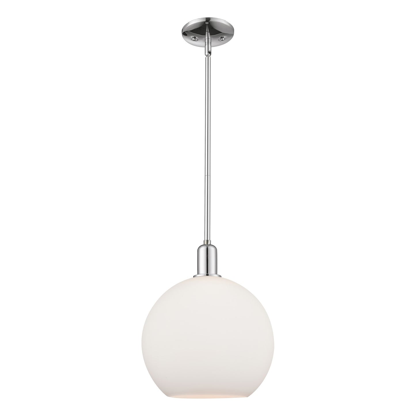 Innovations Athens 12in 1-Light Mini Pendant | Industrial Polished Chrome and Matte White Glass | Kitchen Island & Dining Room | Model 716-1S-PC-G121-12