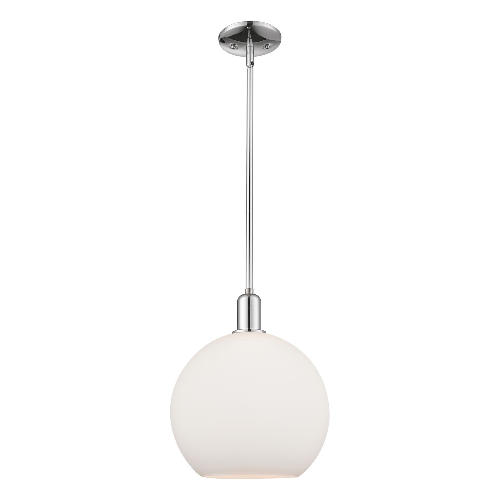 Innovations Athens 12in 1-Light Mini Pendant | Industrial Polished Chrome and Matte White Glass | Kitchen Island & Dining Room | Model 716-1S-PC-G121-12