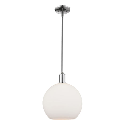 Innovations Athens 12in 1-Light Mini Pendant | Industrial Polished Chrome and Matte White Glass | Kitchen Island & Dining Room | Model 716-1S-PC-G121-12