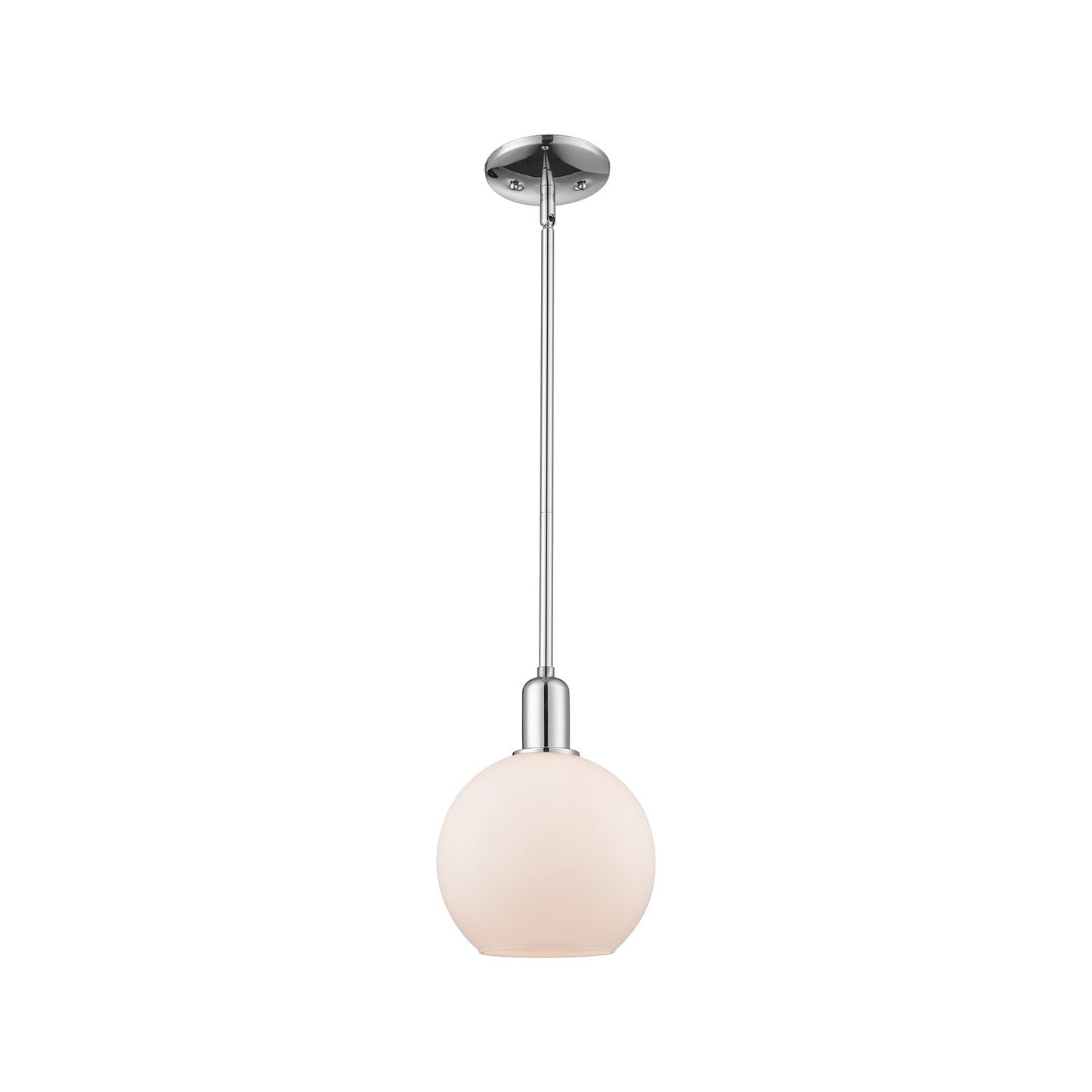 Innovations Athens 8in 1-Light Mini Pendant | Industrial Modern Polished Chrome and Matte White Glass | Kitchen Island & Dining | Model 716-1S-PC-G121-8