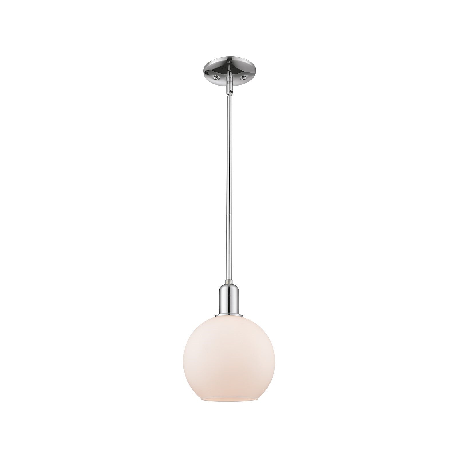 Innovations Athens 8in 1-Light Mini Pendant | Industrial Modern Polished Chrome and Matte White Glass | Kitchen Island & Dining | Model 716-1S-PC-G121-8