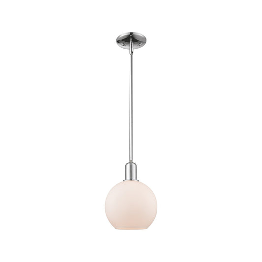 Innovations Athens 8in 1-Light Mini Pendant | Industrial Modern Polished Chrome and Matte White Glass | Kitchen Island & Dining | Model 716-1S-PC-G121-8
