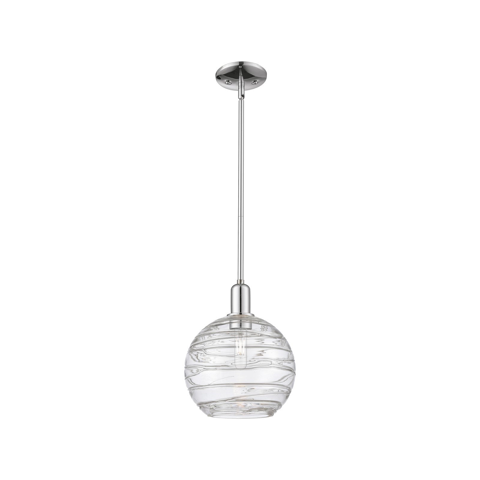 Innovations Athens Deco Swirl 10in 1-Light Mini Pendant | Industrial Polished Chrome and Clear Deco Swirl Glass | Kitchen | Model 716-1S-PC-G1213-10CL