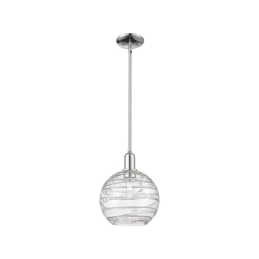 Innovations Athens Deco Swirl 10in 1-Light Mini Pendant | Industrial Polished Chrome and Clear Deco Swirl Glass | Kitchen | Model 716-1S-PC-G1213-10CL